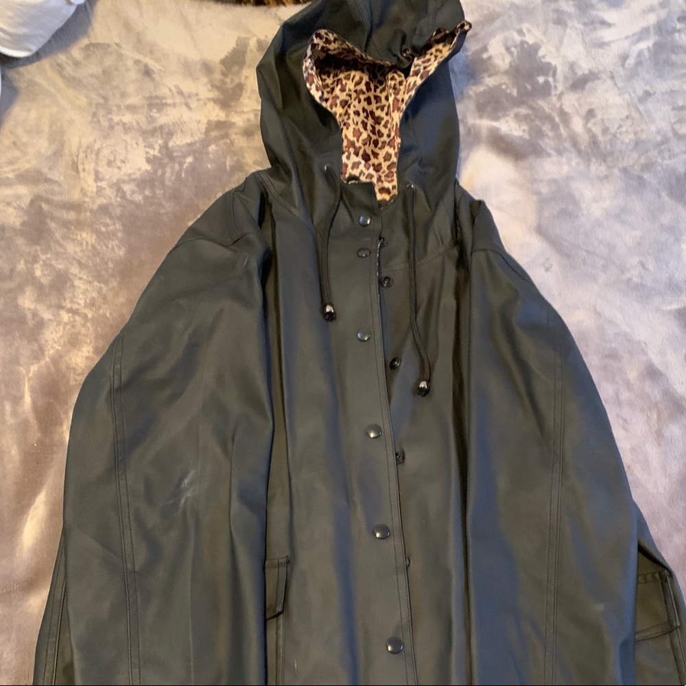 Black raincoat with leopard lining from Boohoo